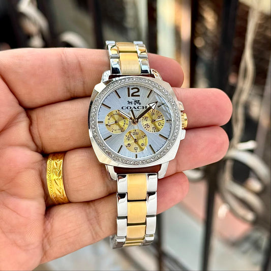Gold Silver Diamond Ultra Premium Women's Watch