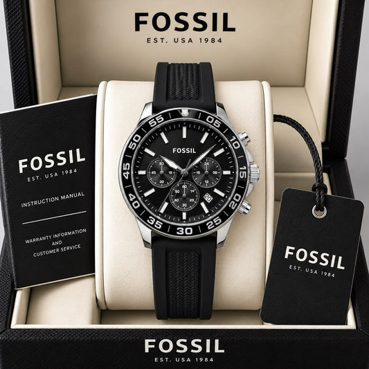 Black Silver Fiber Chronograph Watch