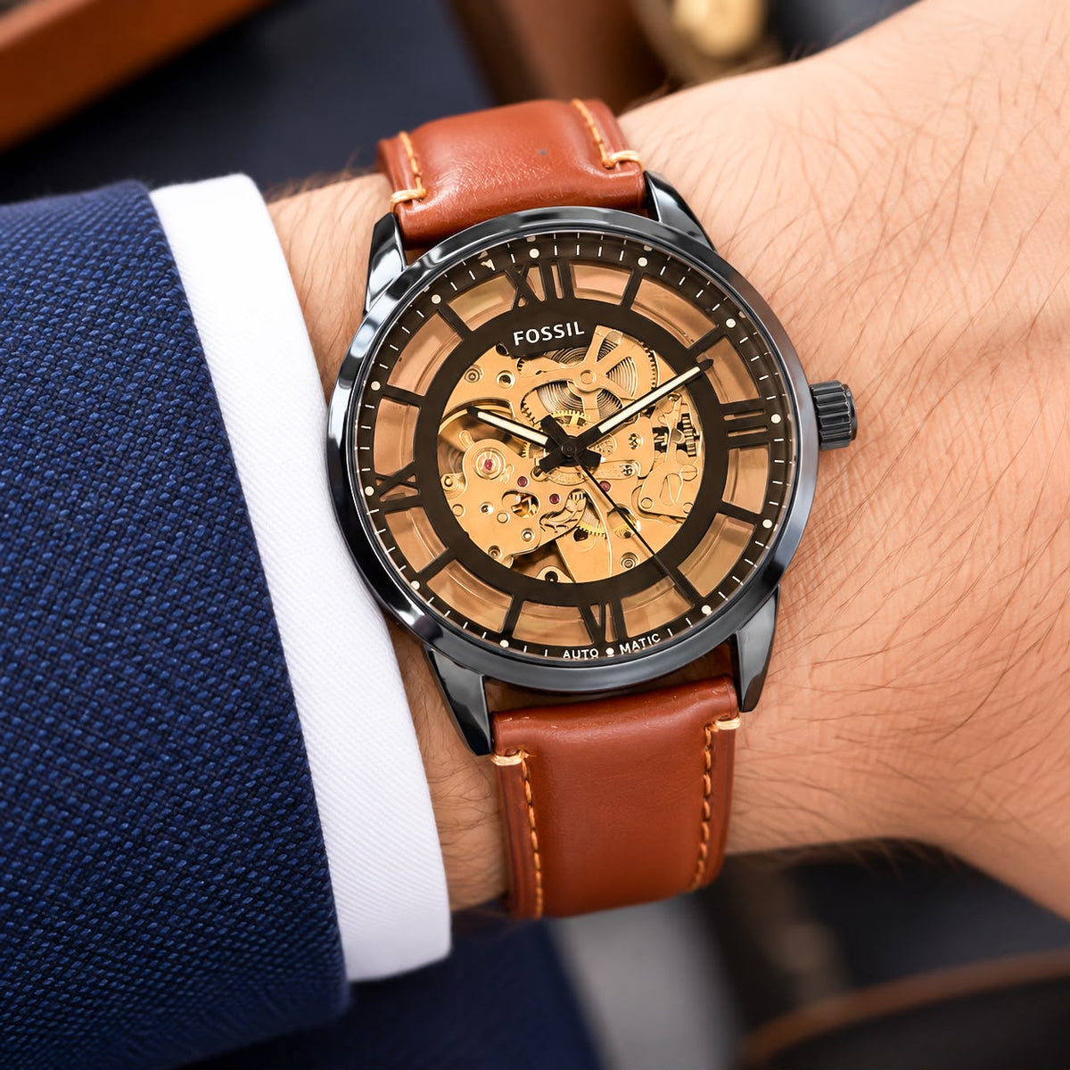 Brown Black Gold Automatic Watch (Upgraded Quality)