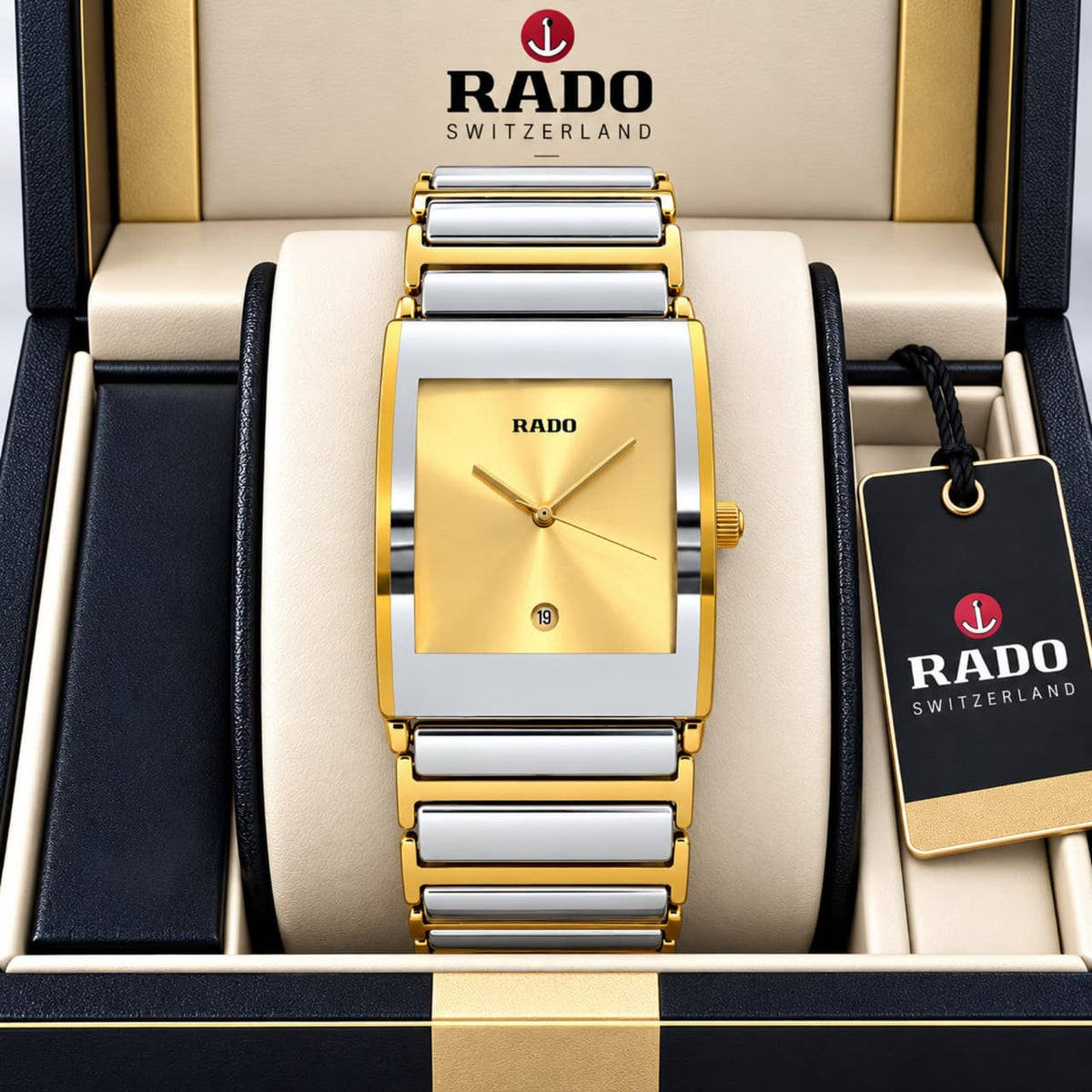 Silver Gold Square Premium Watch