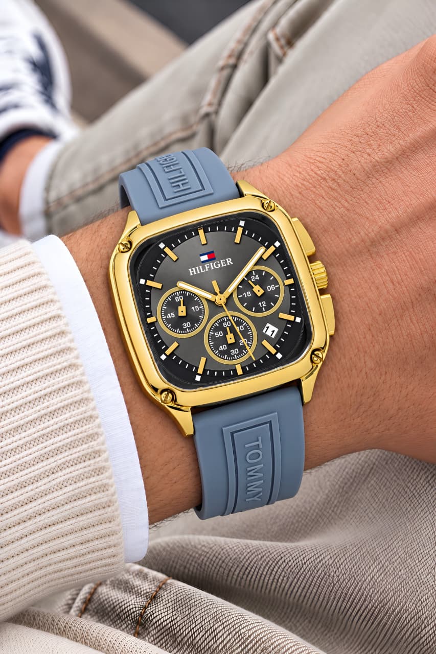 Grey Gold Black Chronograph Watch