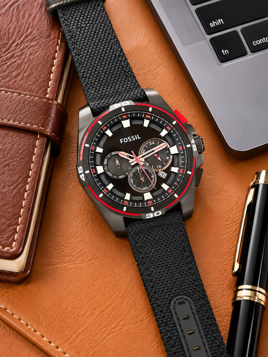 Black Red Chronograph Watch