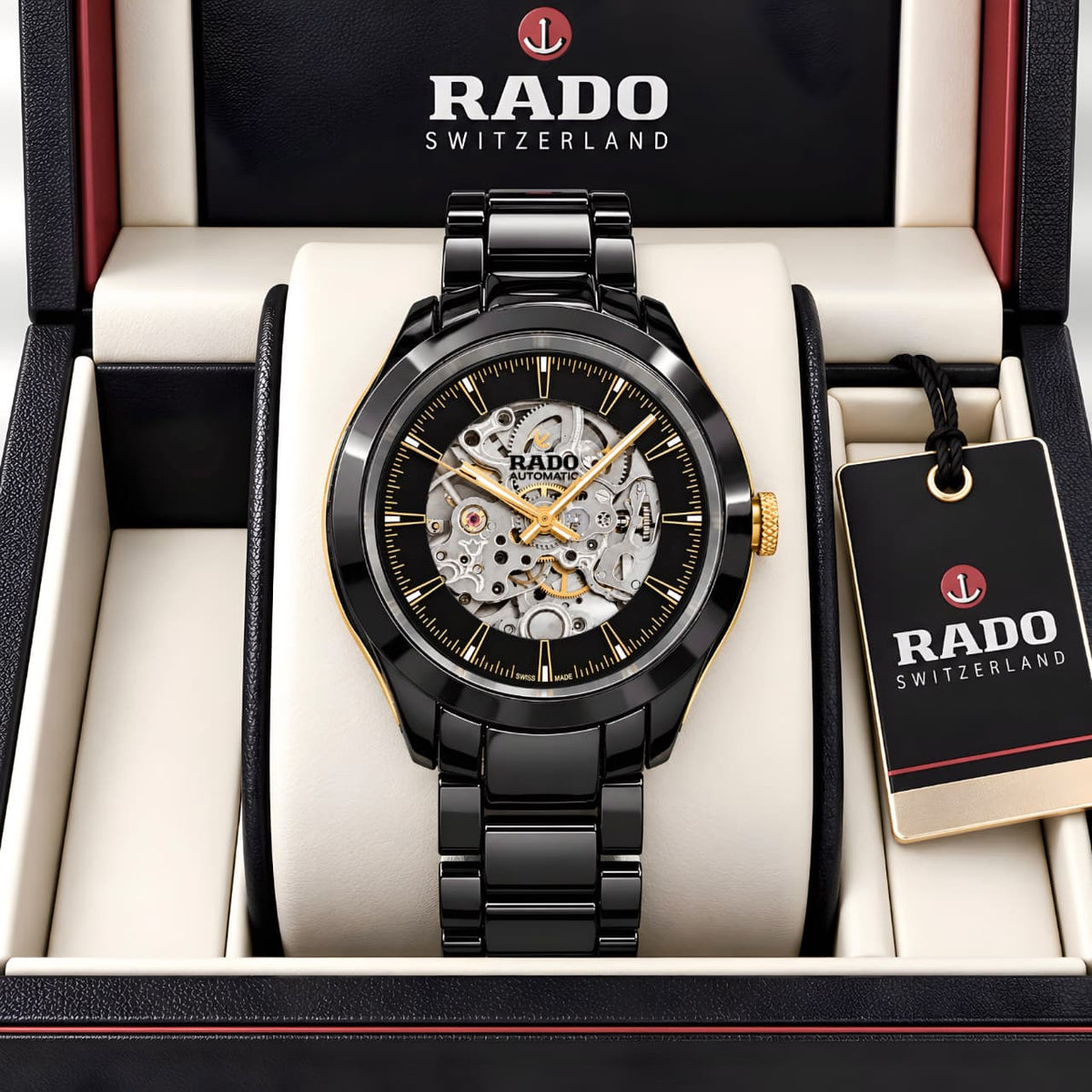 Black Silver Gold Automatic Watch