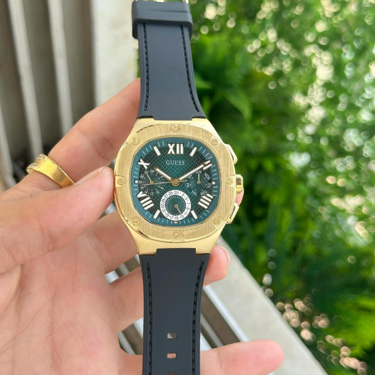 Black Gold Green Chronograph Watch