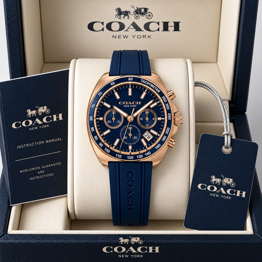 Blue Rosegold Chronograph  Fiber Watch