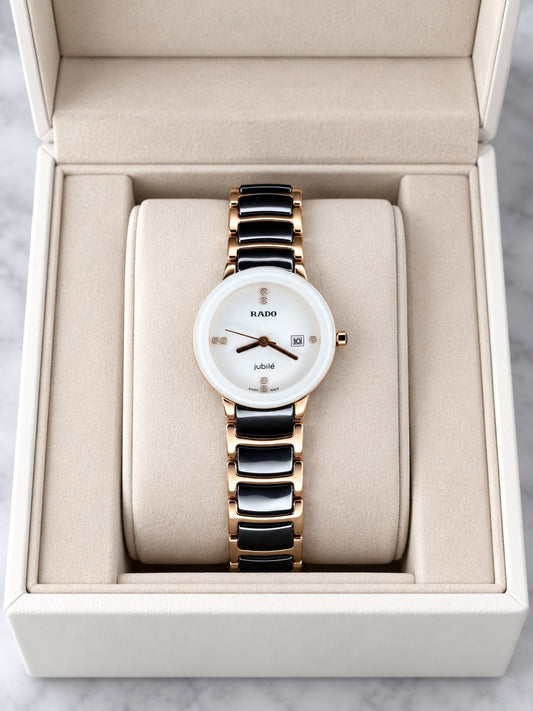 Black White Ceramic Womens Watch