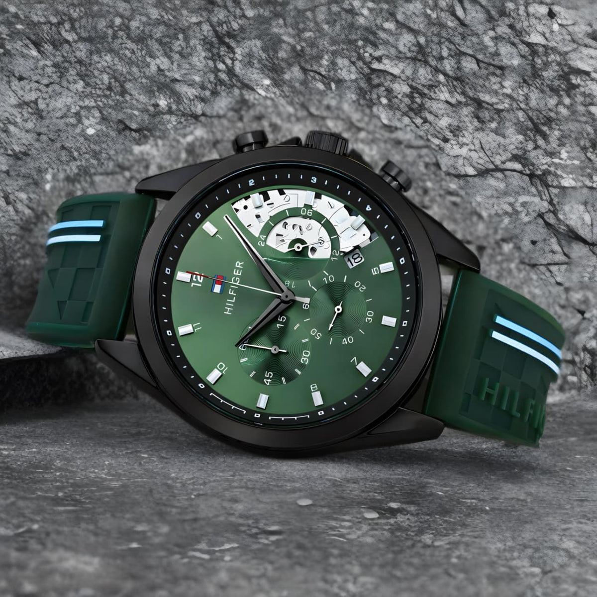 Green Black Chronograph Watch