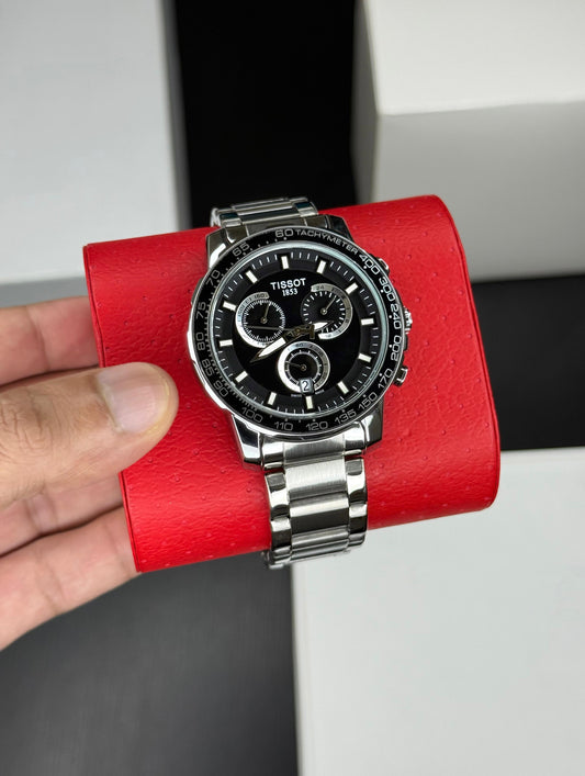 Silver Black Chronograph Watch