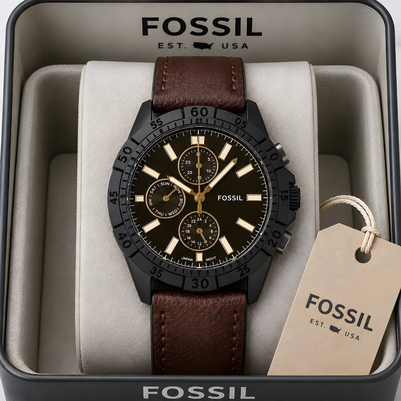 Brown Black Chronograph Watch