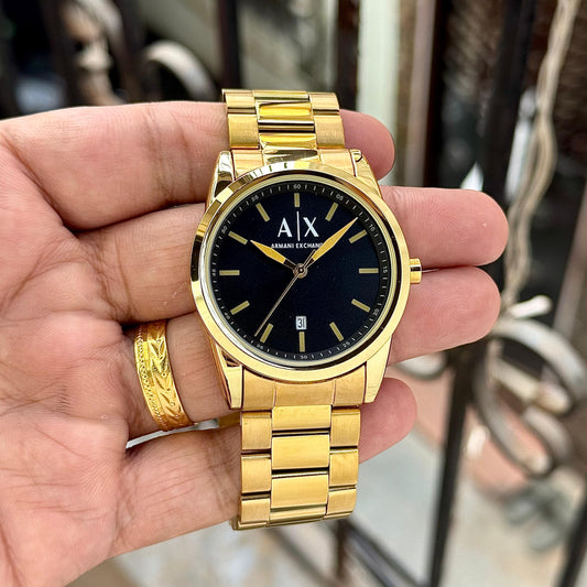 Gold Black Metal Watch