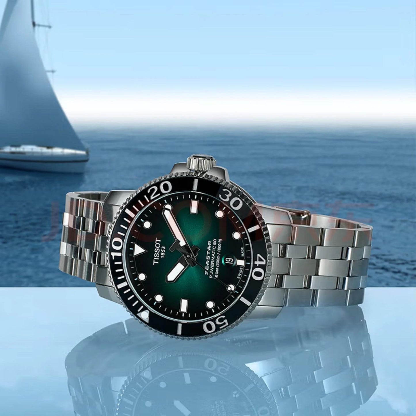 Silver Green Automatic Metal Watch