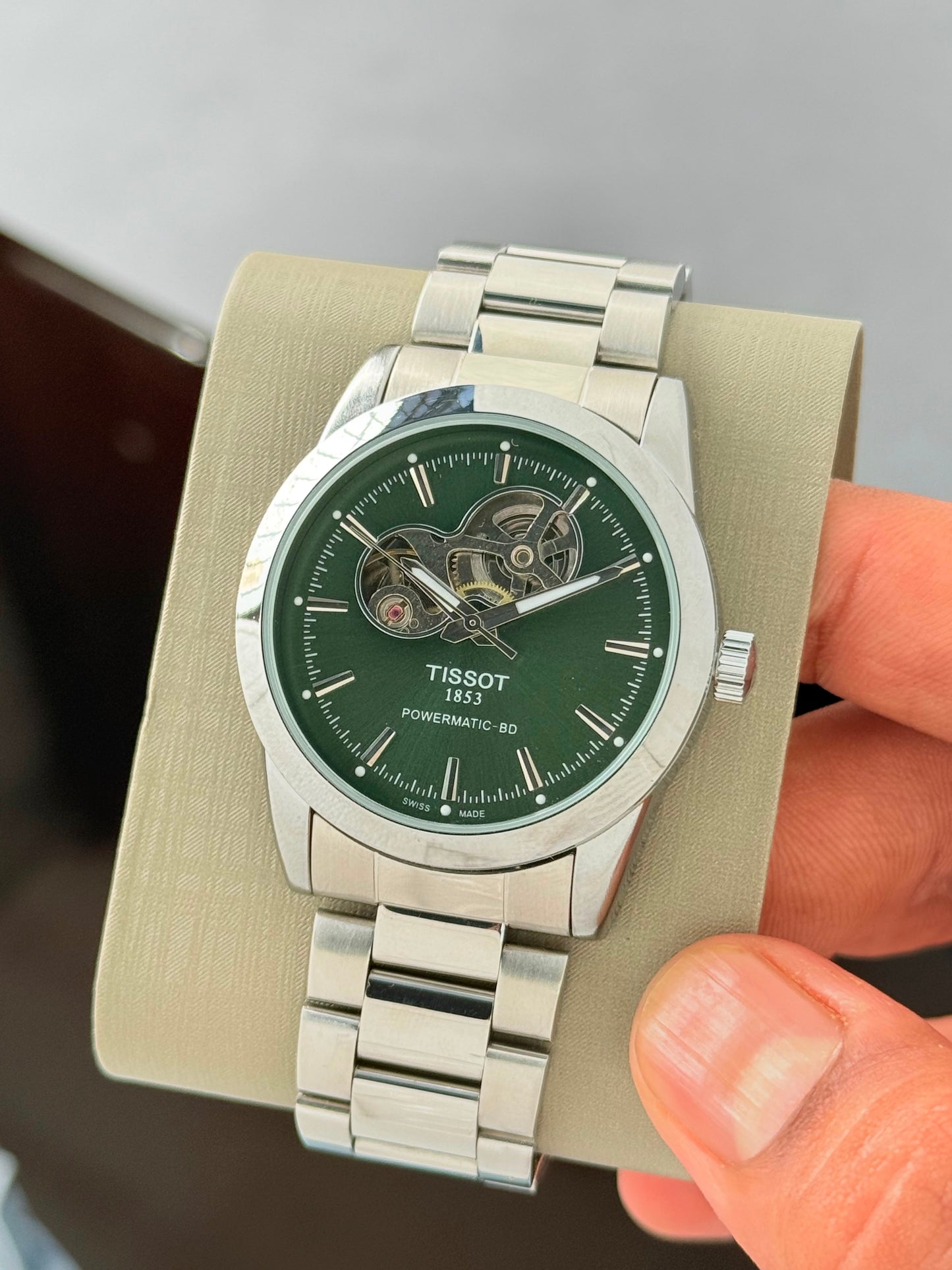 Silver Green Automatic Watch