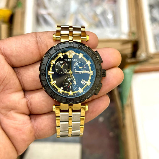 Gold Black Chronograph Watch