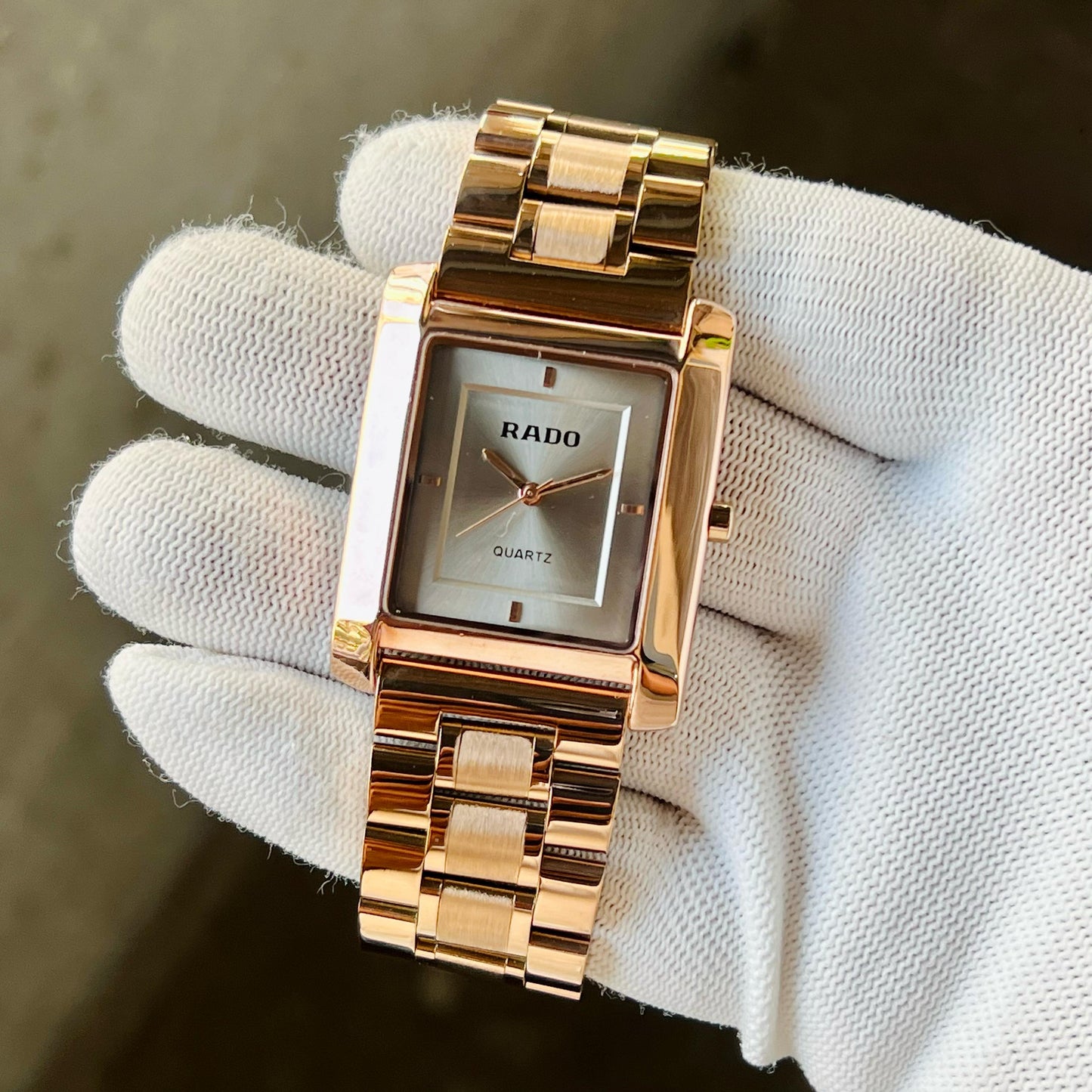 Rose Gold Grey Square Watch