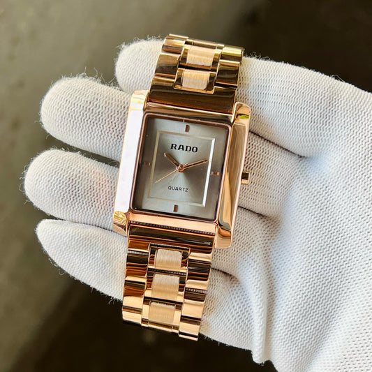 Rose Gold Grey Square Watch