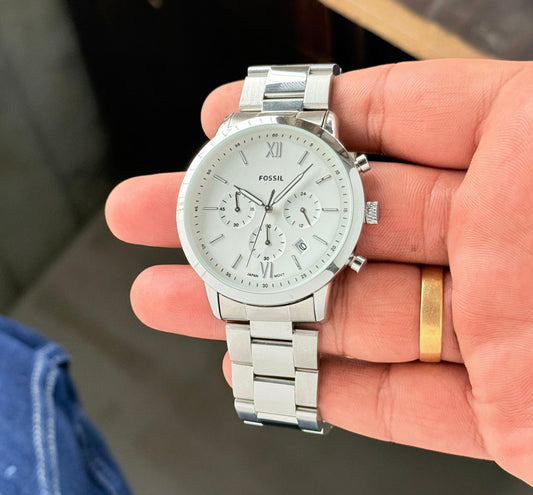 Silver White Chronograph Watch