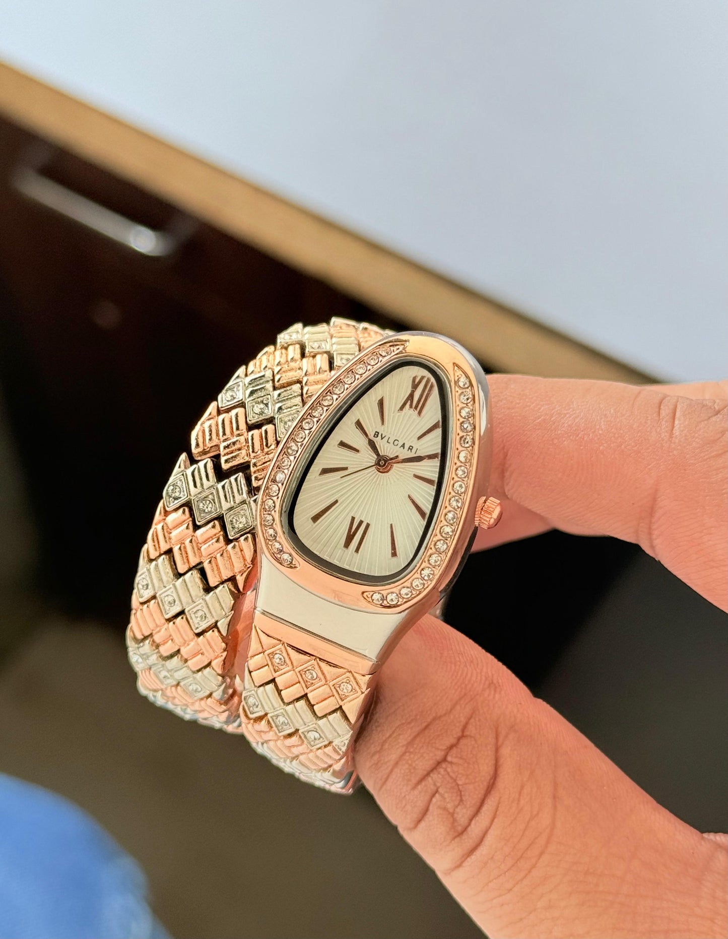 Rose Gold Silver Women's Metal Watch