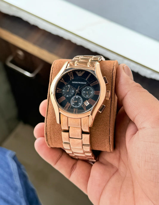 RoseGold Black Chronograph Watch
