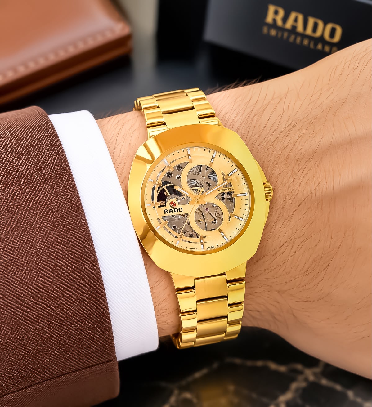 All Gold Skeleton Dial Automatic Watch