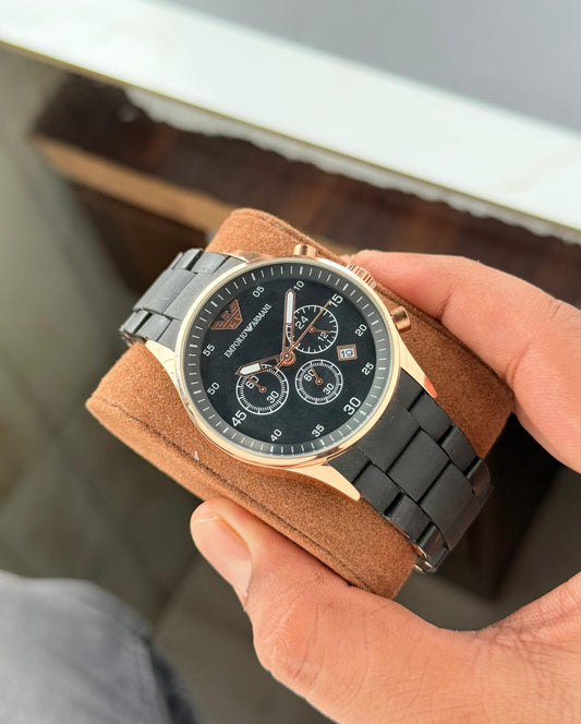 Black RoseGold Chronograph Watch