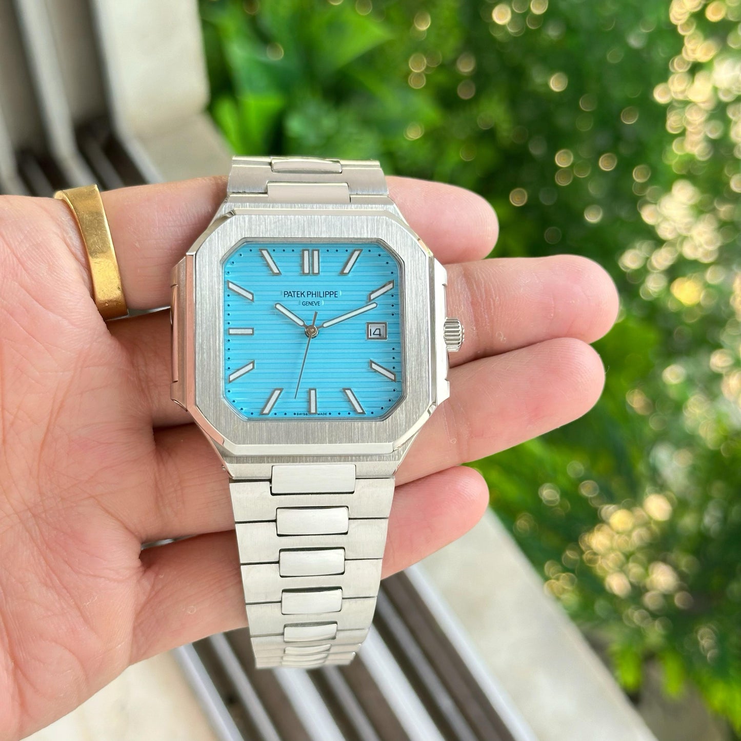 Silver Blue Automatic Watch