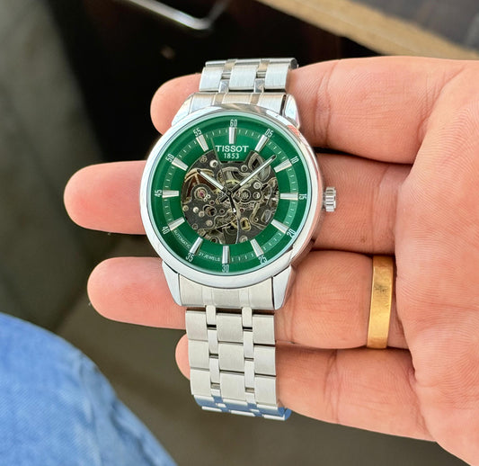 Silver Green Automatic Watch
