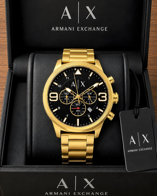 Gold Black Chronograph Watch