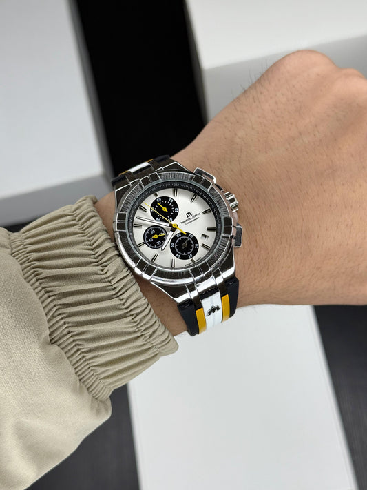 Black Silver White Chronograph Watch