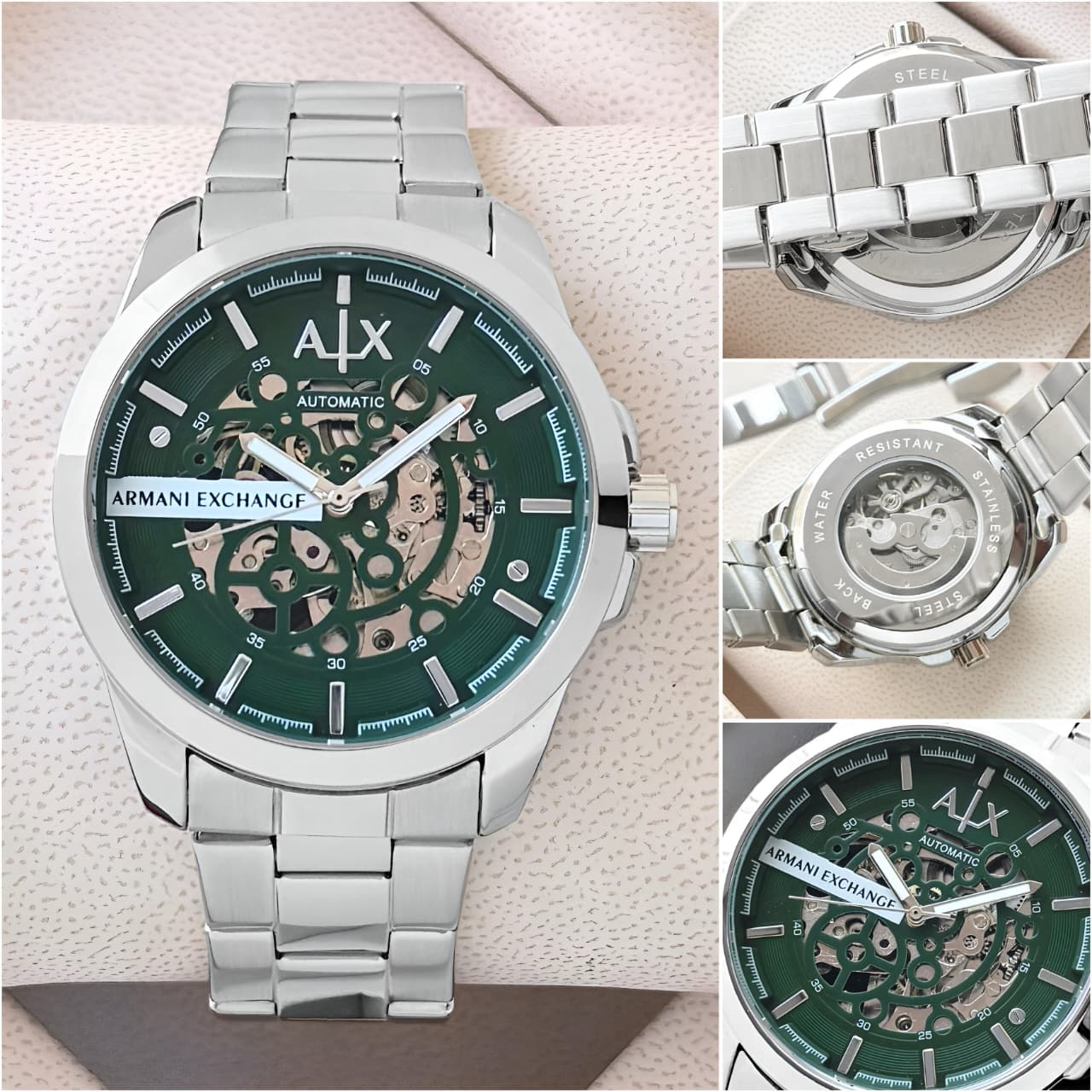 Silver Green Automatic Metal Watch