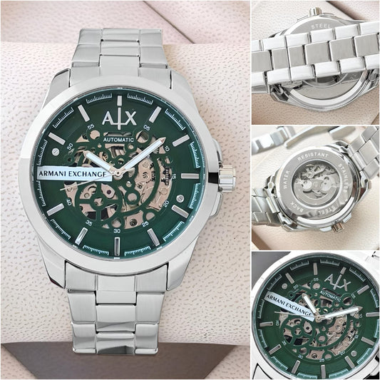 Silver Green Automatic Metal Watch