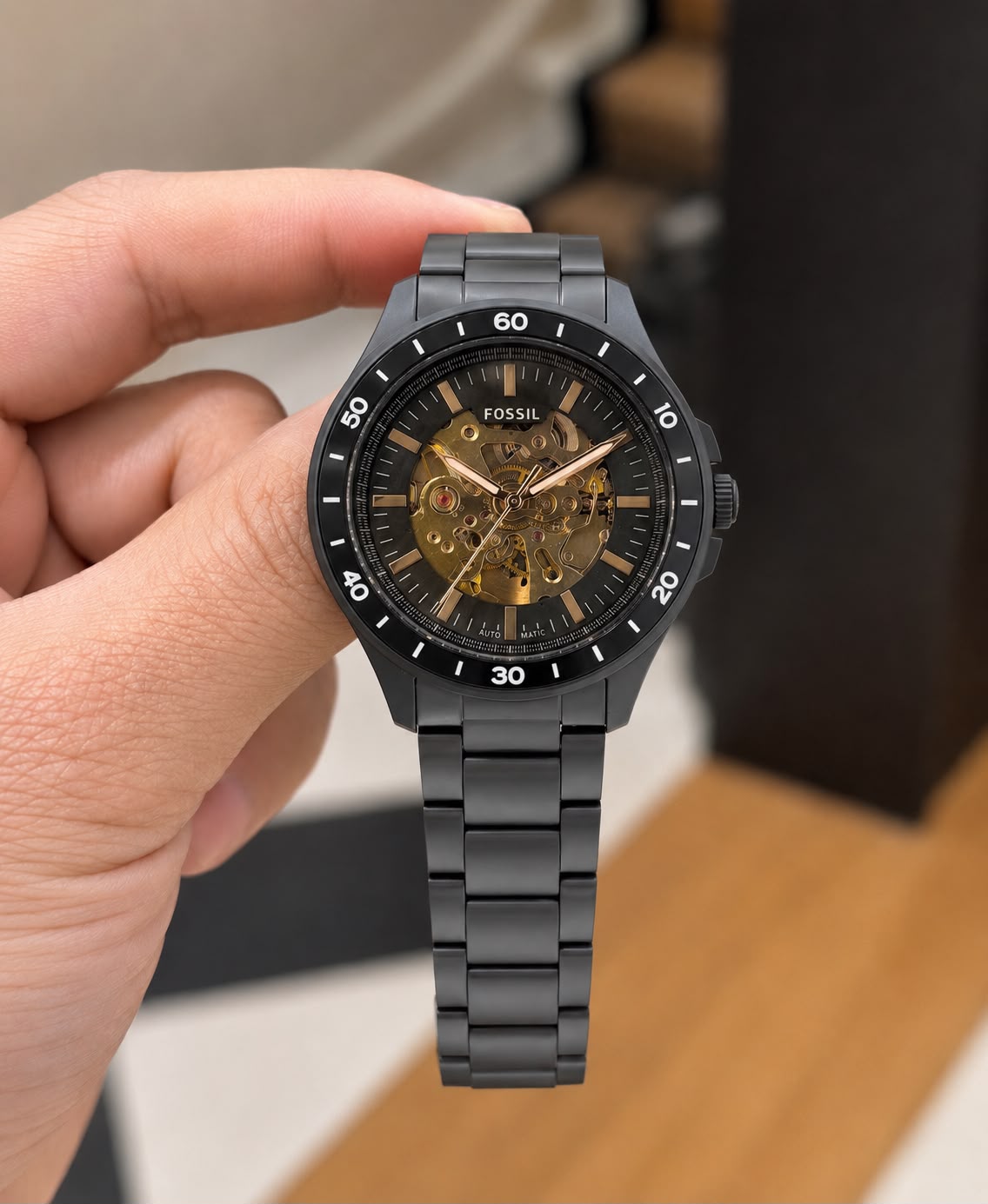 Full Black Metal Automatic Watch