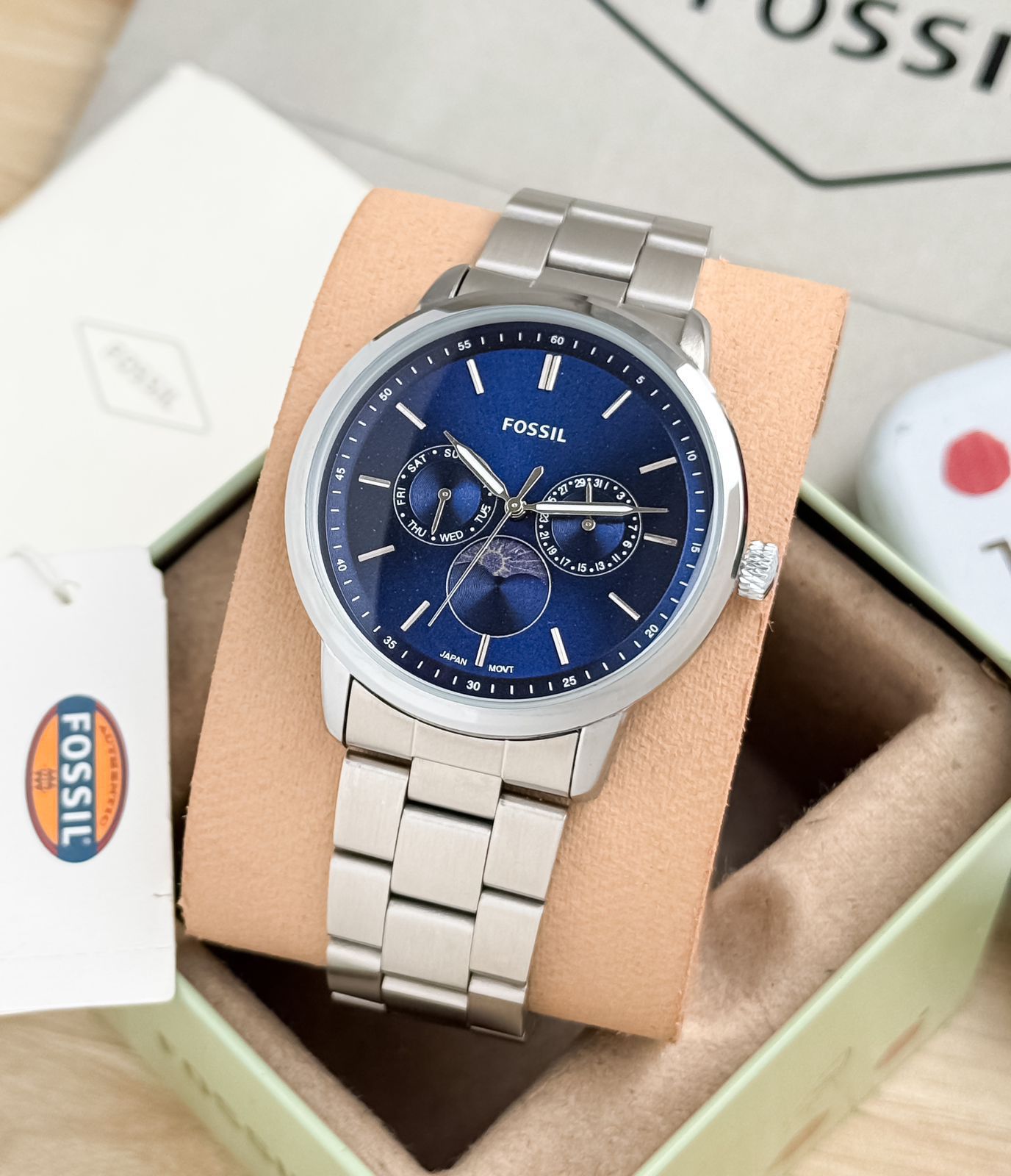 Silver Blue Chronograph Watch