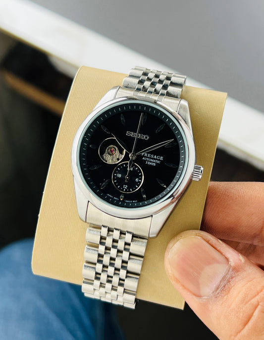 Silver Black Automatic Watch