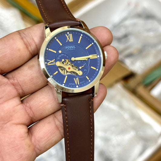 Brown Blue Automatic Watch