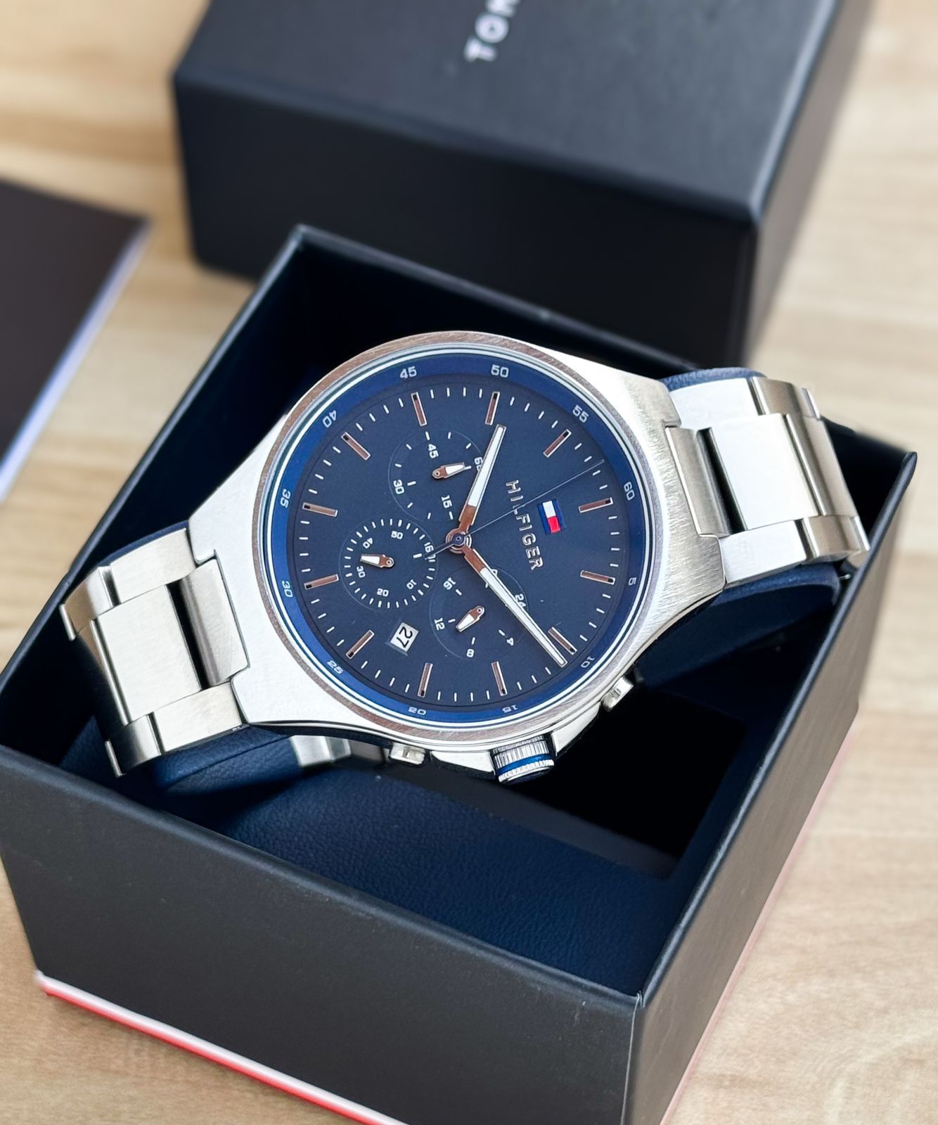 Silver Blue Chronograph Watch