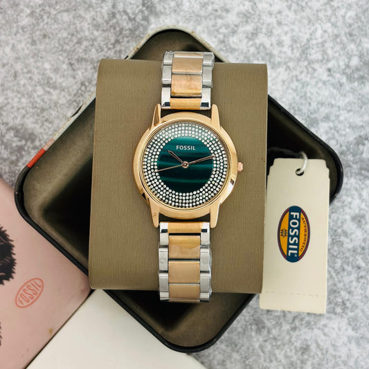Rose Gold Green Diamond Women's Watch