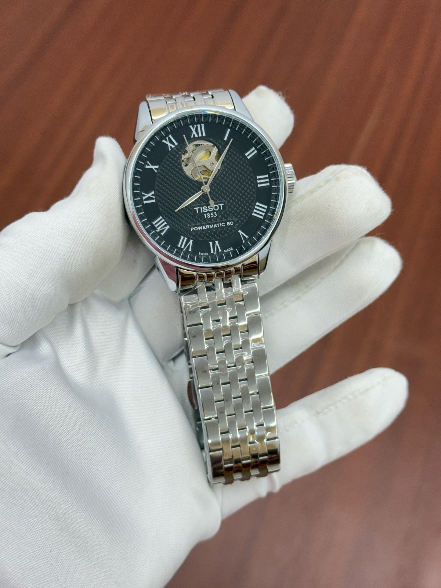 Silver Black Automatic Watch