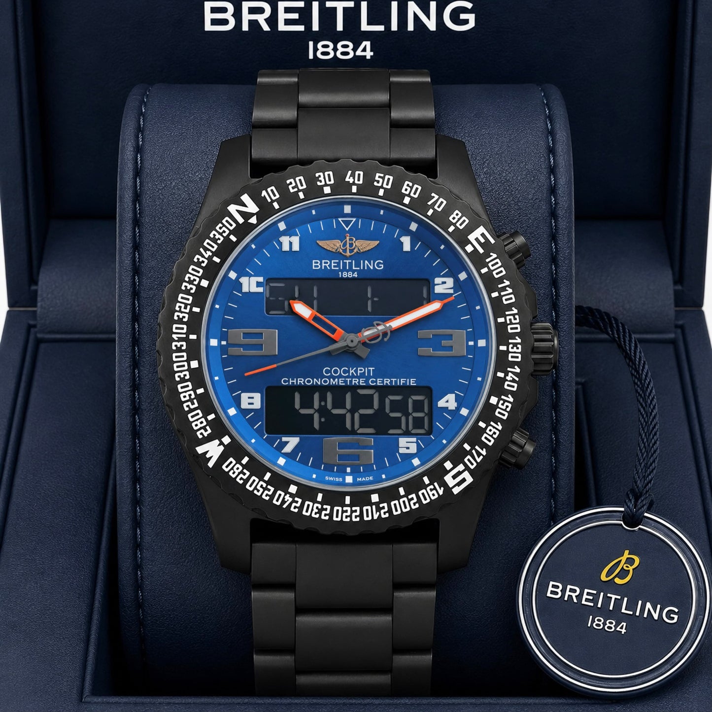 Black Blue Digital Analog Watch