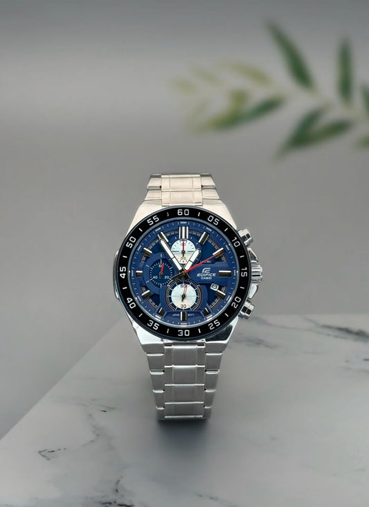 Silver Blue Chronograph Watch