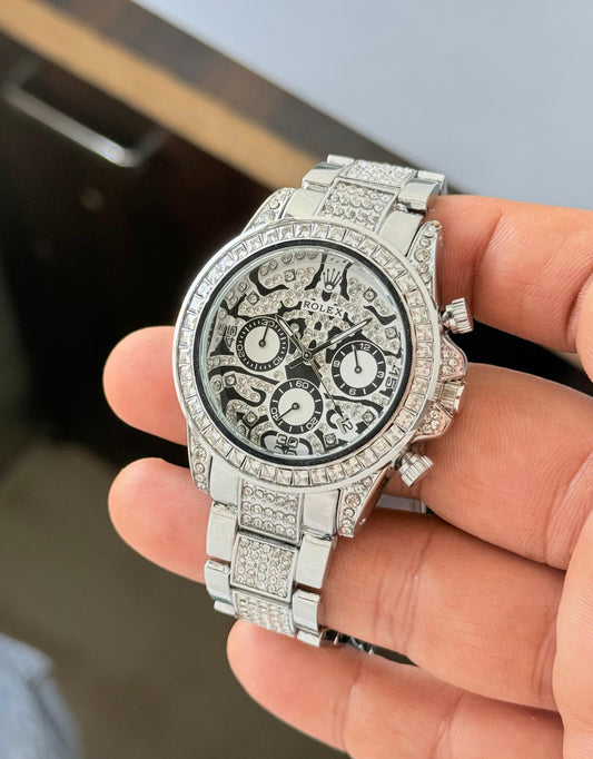 Silver Diamond Metal Watch