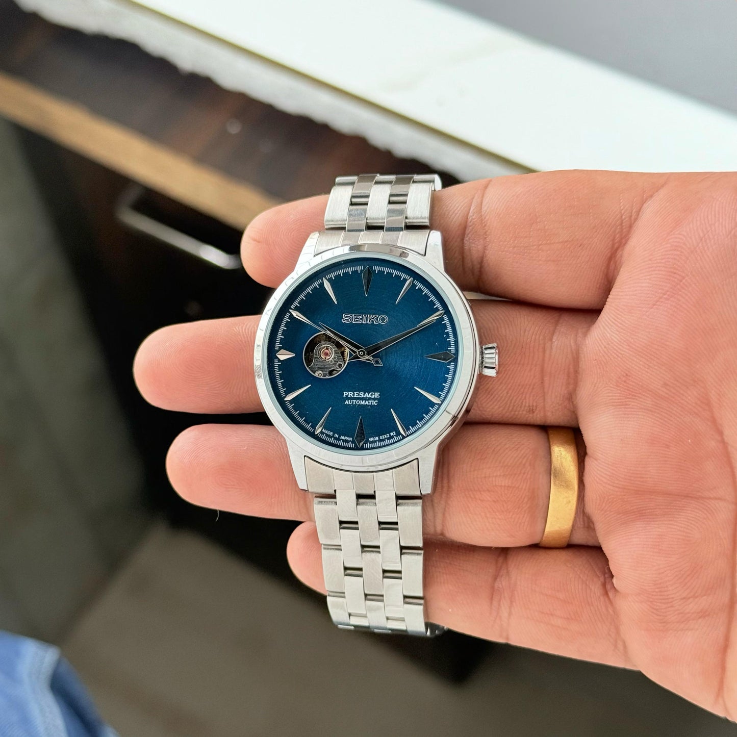 Silver Blue Automatic Watch