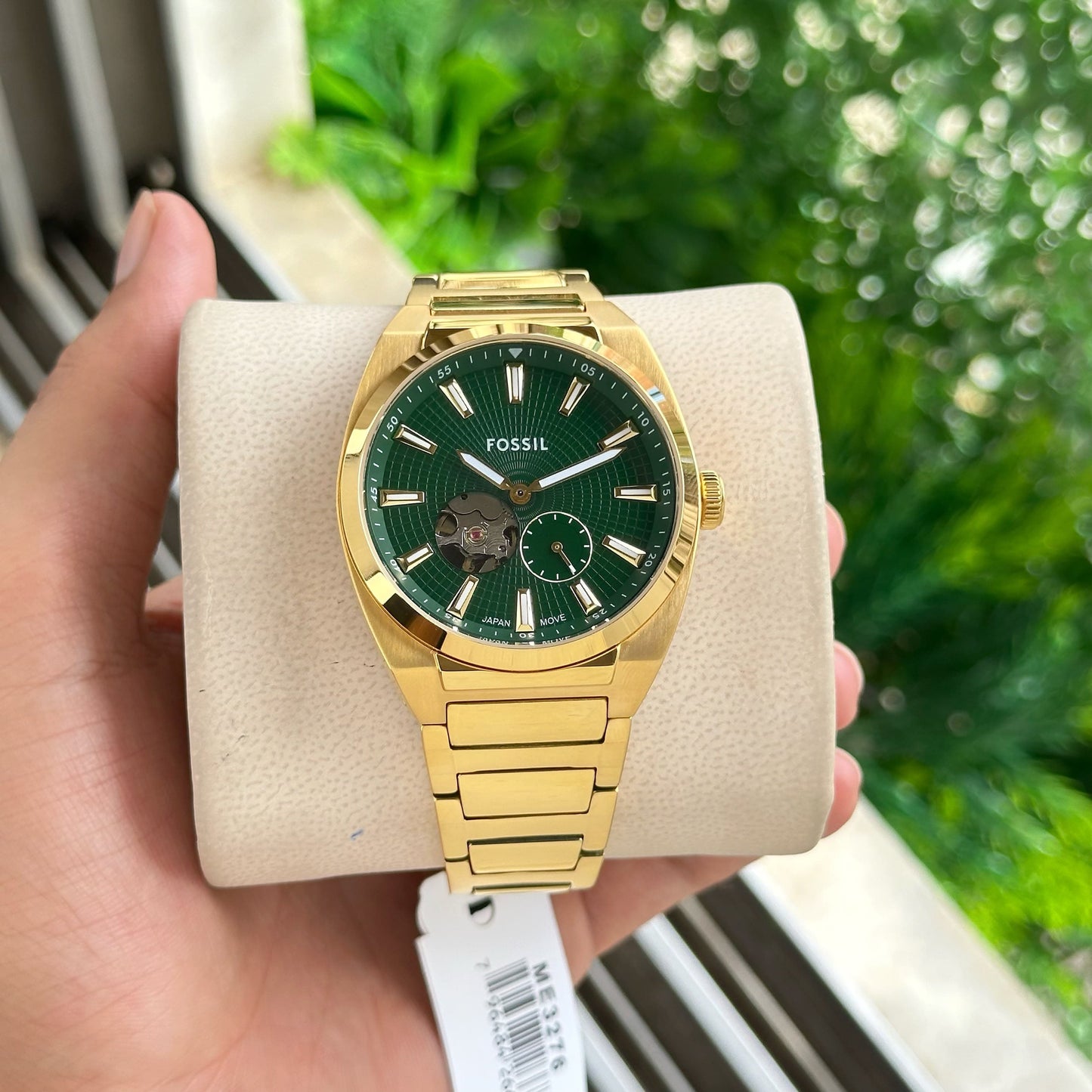 Gold Green Automatic Watch
