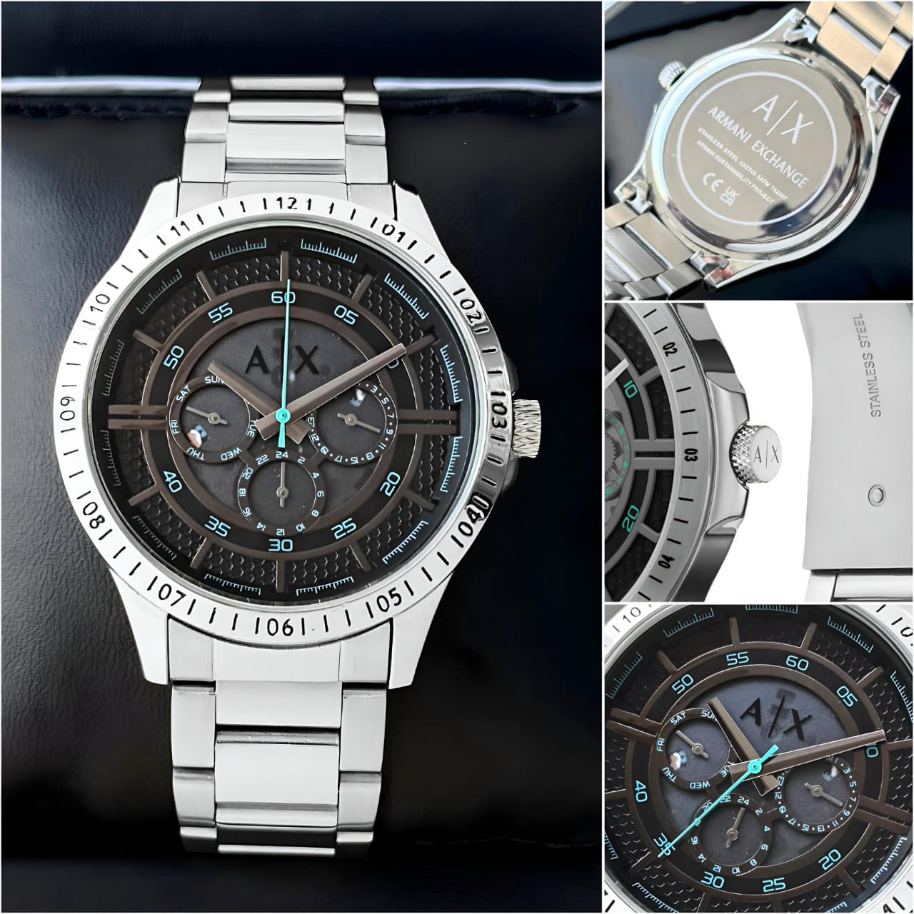 Silver Black Chronograph Watch
