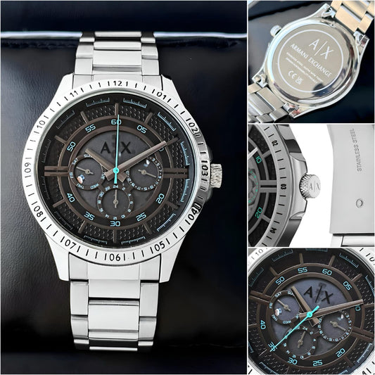Silver Black Chronograph Watch