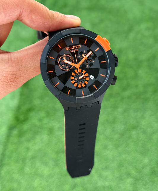 Black Orange Chronograph Watch