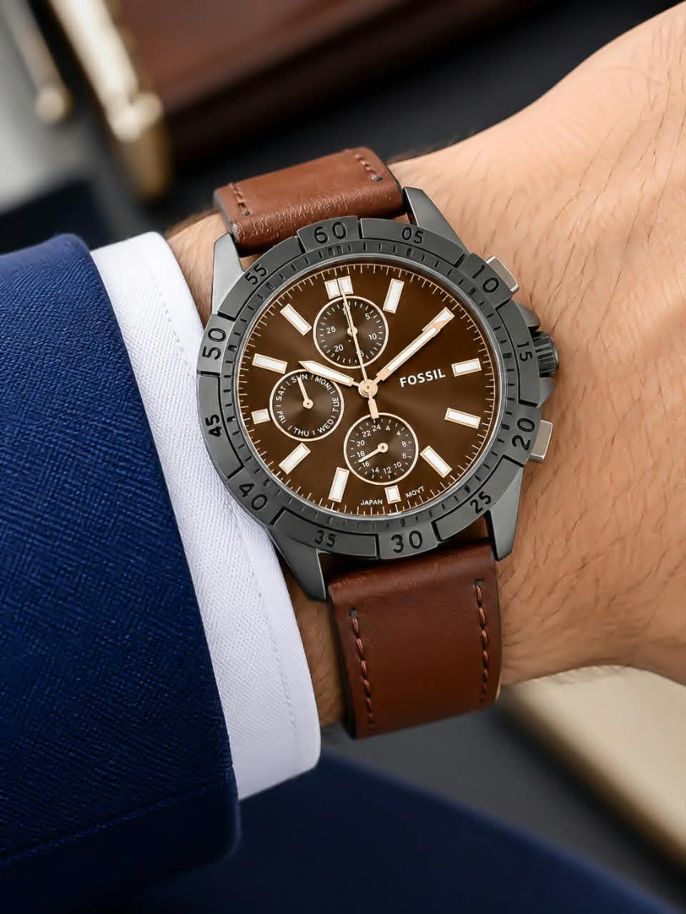 Brown Black Chronograph Watch