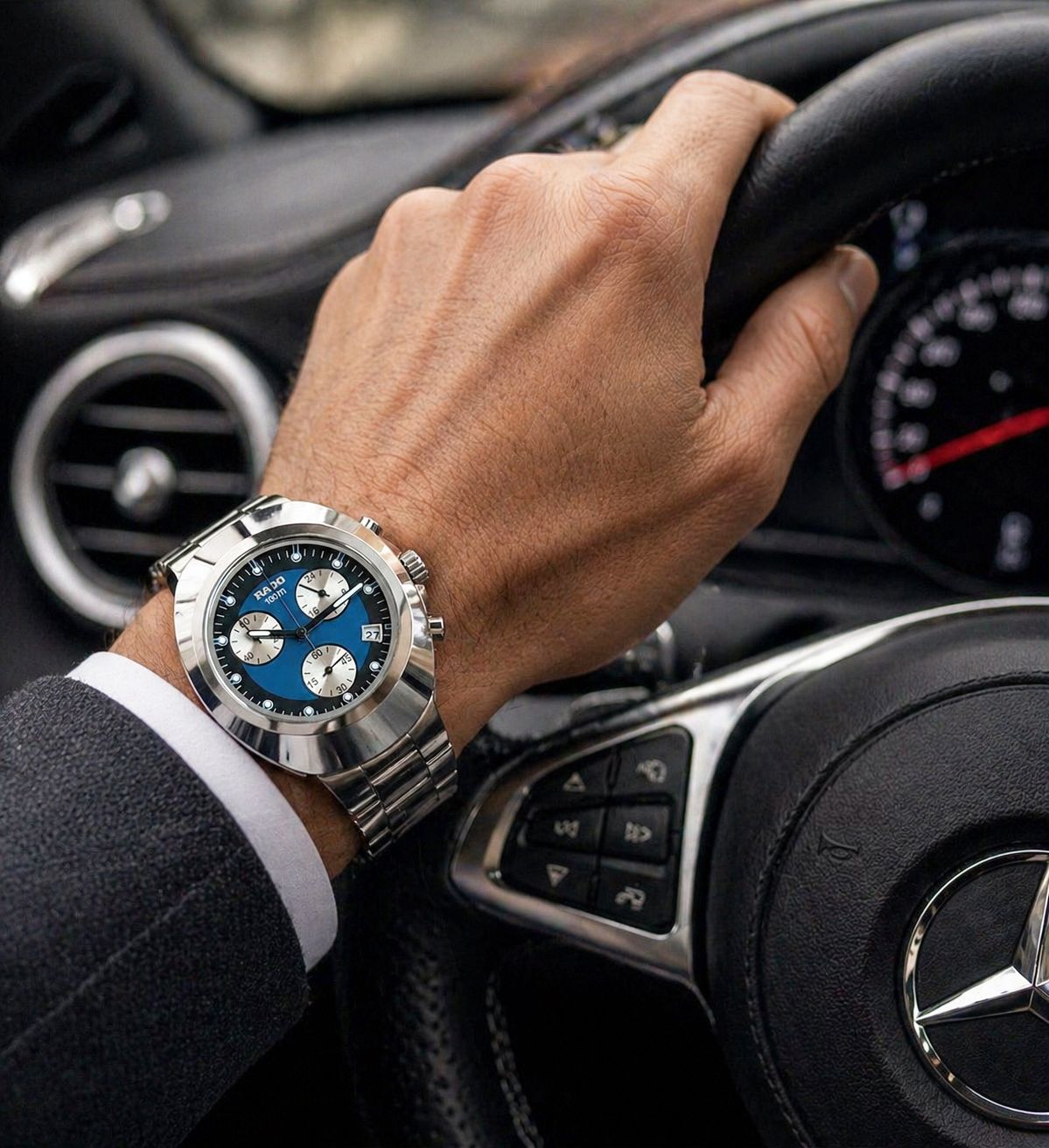 Silver Blue Metal Watch