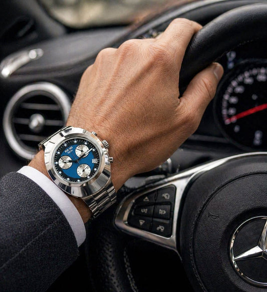 Silver Blue Metal Watch