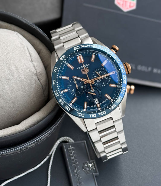 Silver Blue Chronograph Watch