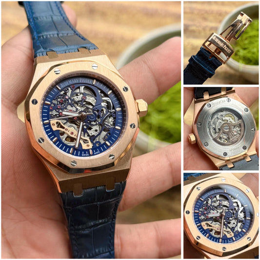 Blue Rose Gold Automatic Watch